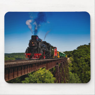 Mousepad Linda locomotiva a vapor sobre uma ponte JS8419
