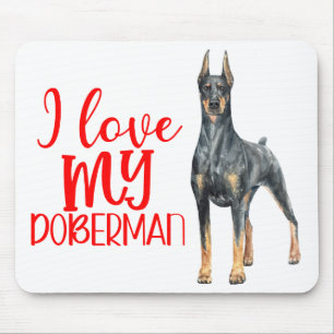 Mousepad Linda Mãe Cachorro Doberman Pinscher Aquarela