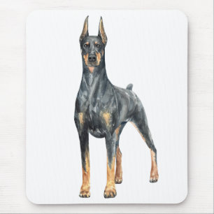 Mousepad Linda Mãe de Cachorro Doberman Pinscher Aquarela