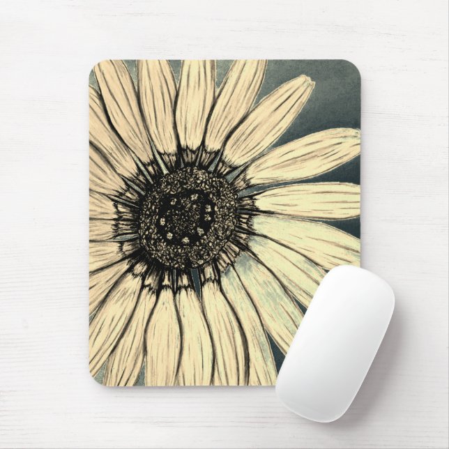 Mousepad Linda mão esboçada Flor (Com mouse)