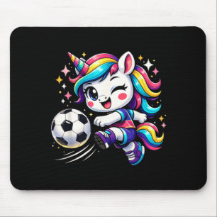 Mousepad Linda Menina Unicórnio Jogando Futebol
