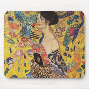 Mousepad Linda mulher com fã por Klimt