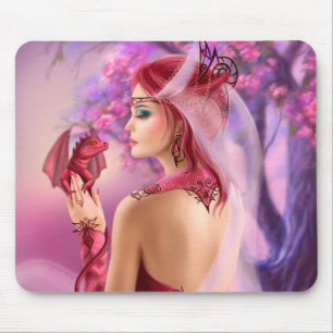 Mousepad Linda mulher fantasia rainha e dragão