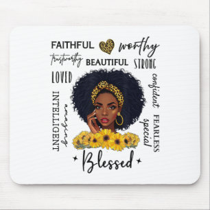 Mousepad Linda Mulher Negra Afro-Americana Girassol L
