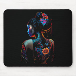 Mousepad Linda Mulher Negra Art Melanin Flores Geisha T