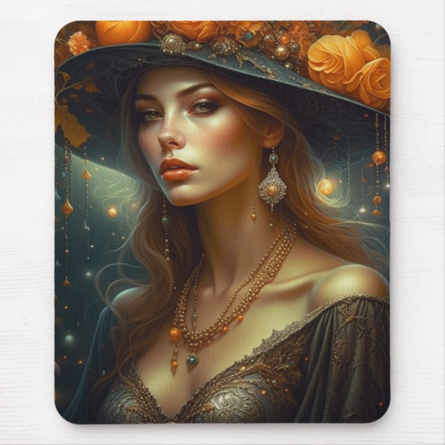 Mousepad Linda mulher no Chapéu Eteal Ai Art (Frente)