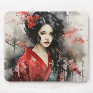 Mousepad Linda pintura de tinta Geisha