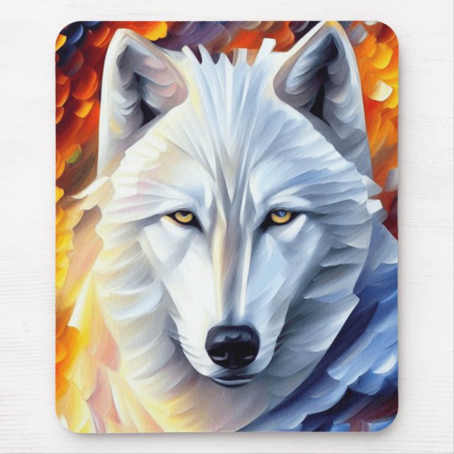 Mousepad Linda pintura do Lobo Branco (Frente)