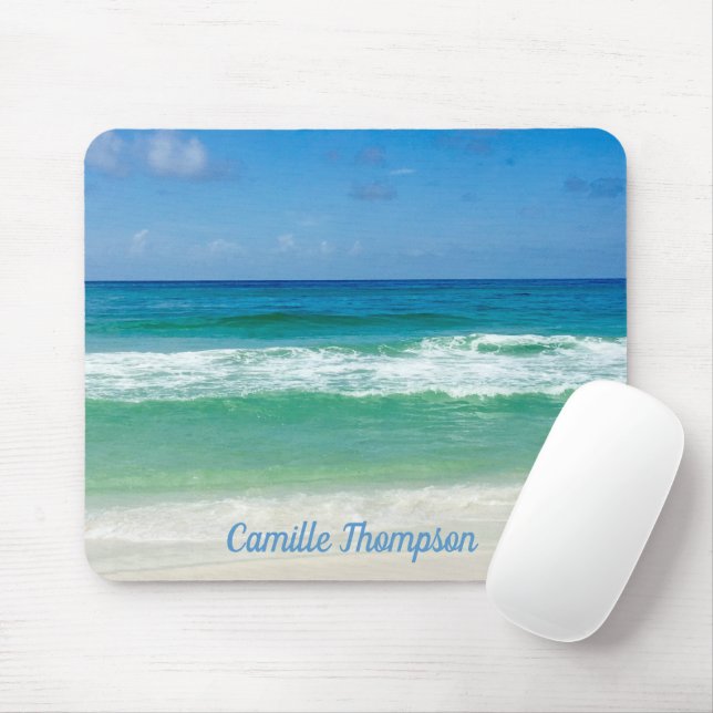 Mousepad Linda praia Photo Ocean Waves Personalizadas (Com mouse)