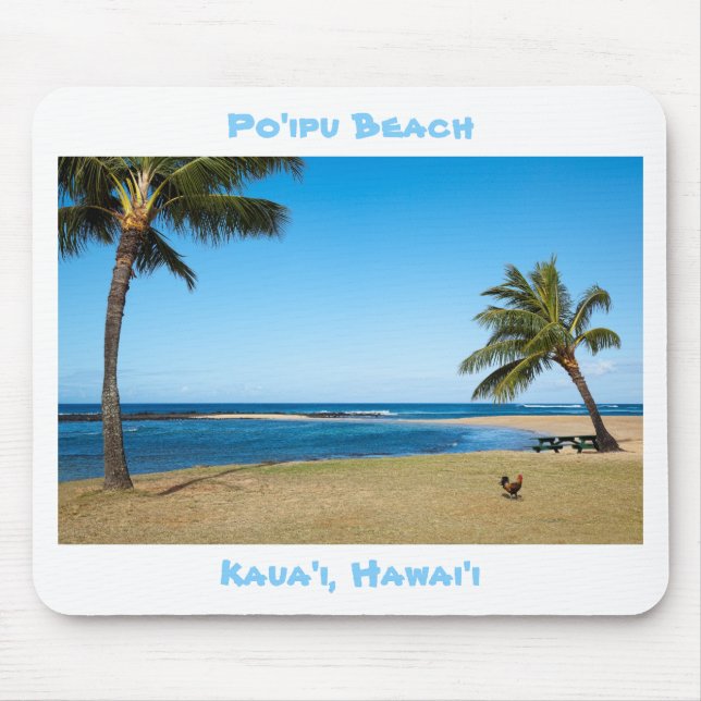 Mousepad Linda praia Po'ipu, Kaua'i, Havaí (Frente)