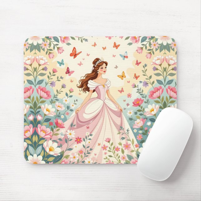 Mousepad Linda princesa com borboletas (Com mouse)