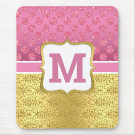 Mousepad Linda Princesa Rosa Brilho Pontos & Dourado Art De