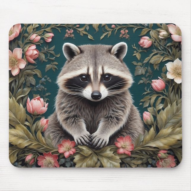 Mousepad Linda Racoon Pink Floral (Frente)