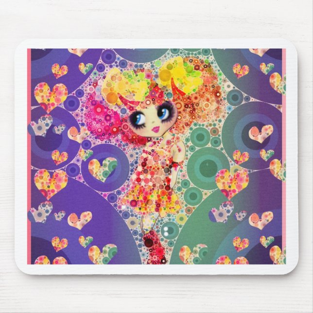 Mousepad Linda Rainbow KAWAII Girl PinkyP Harajuku (Frente)