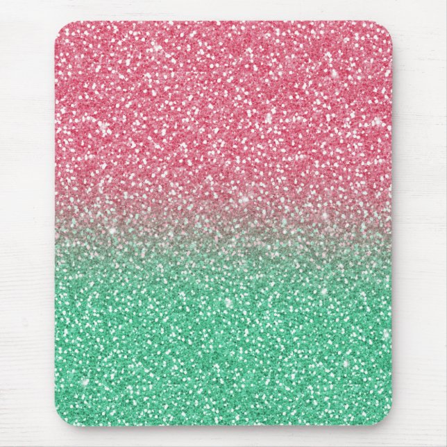 Mousepad Linda tenda verde-rosa brilhante brilho (Frente)