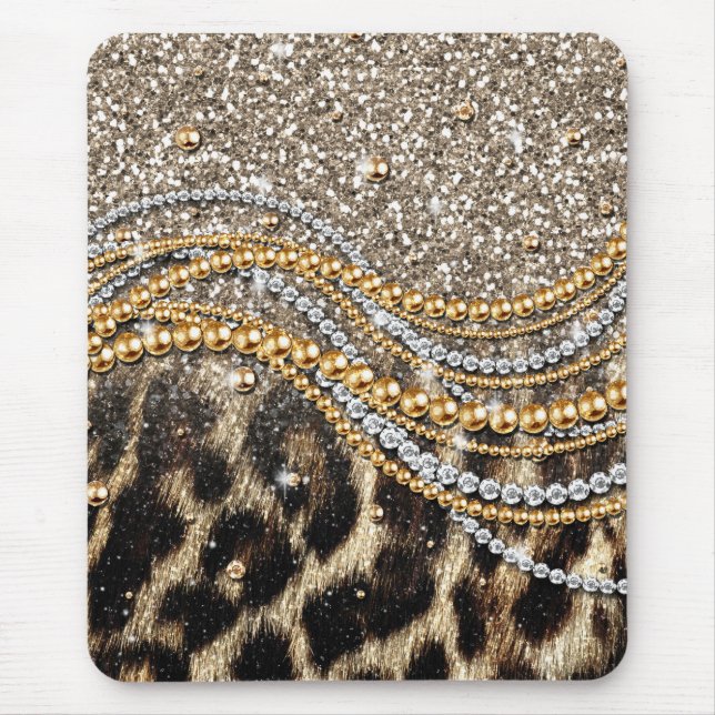 Mousepad Linda Trendência Leopard Faux Impressão Animal (Frente)
