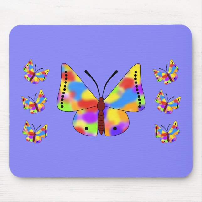 Mousepad Lindas Borboletas Com Asas Arco-Íris (Frente)