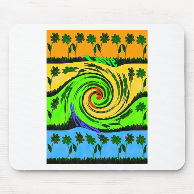 Mousepad Lindas e maravilhosas cores flóricas de onda de ve (Frente)