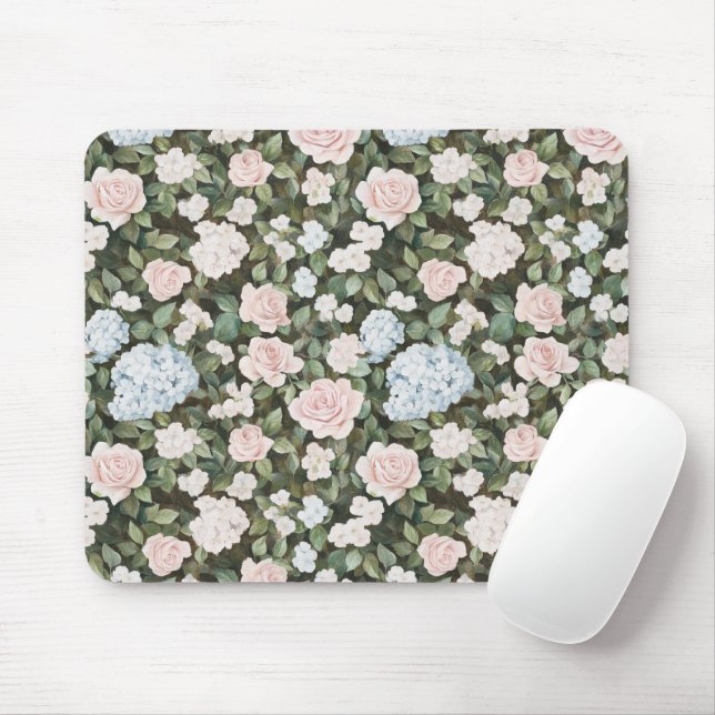 Mousepad Lindas Flores Azuis Rosa (Com mouse)