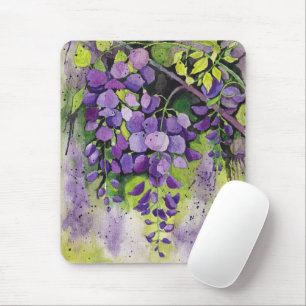 Mousepad Lindas Flores De Wisteria Em Aquarela