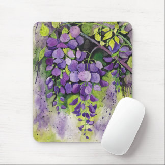 Mousepad Lindas Flores De Wisteria Em Aquarela