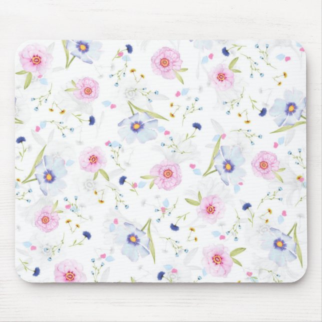 Mousepad Lindas flores Primavera de aquarela por cegoneiro. (Frente)
