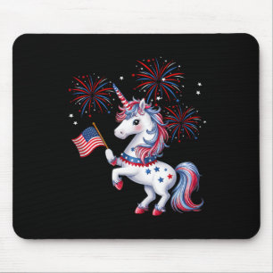 Mousepad Lindas Garotas Patrióticas Americorn Unicórnio Fog
