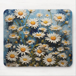Mousepad Lindas margaridas sobre fundo azul
