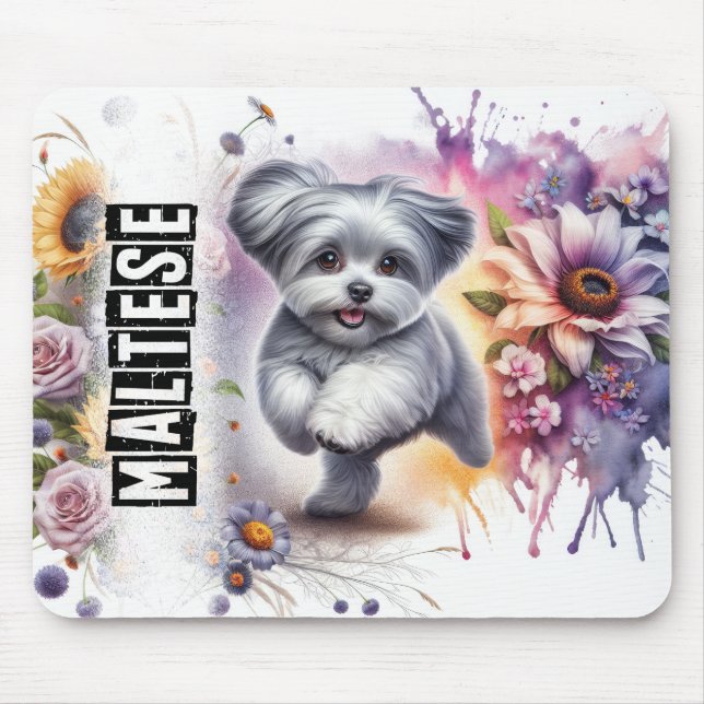 Mousepad Lindas Rações de Cachorro/ Cachorro Maltês (Frente)