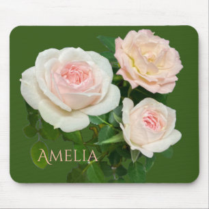 Mousepad Lindas rosas rosa-brancas românticas