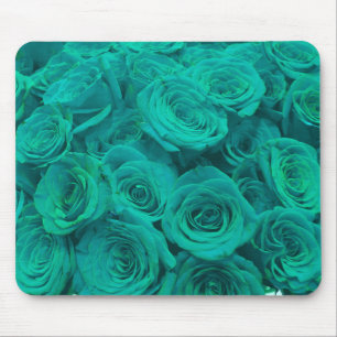 Mousepad Lindas rosas verdes azul-turquesa flores azul-turq