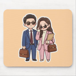 Mousepad Lindo Casal de Advogados de K-Drama Chibi Mouse Pa
