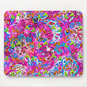 Mousepad Lindo colorido fantástico floral abstrato