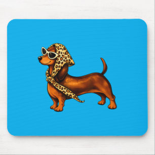 Mousepad Lindo Dachshund Leopardo De Óculos Engraçado
