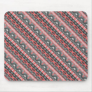 Mousepad Lindo desenho de padrão azteca cinza vermelho