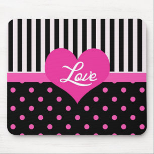 Mousepad Lindo, doce, elegante, adoráveis bolinhas cor-de-r