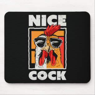 Mousepad Lindo Galo de Frango Usa Óculos de Sol