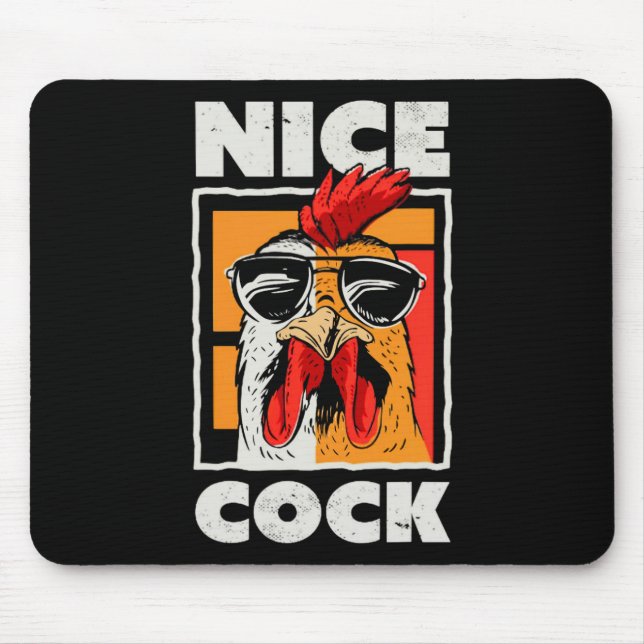 Mousepad Lindo Galo de Frango Usa Óculos de Sol (Frente)