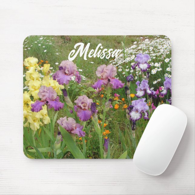 Mousepad Lindo Jardim Florestal Roxo Iris Irises (Com mouse)
