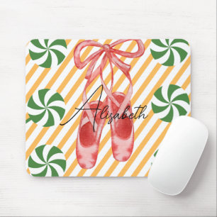 Mousepad Lindo monograma de aquarela Candy cane Rosa Balley