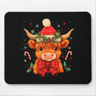 Mousepad Lindo Natal Vaca das Terras Altas Mooey Xmas Novil