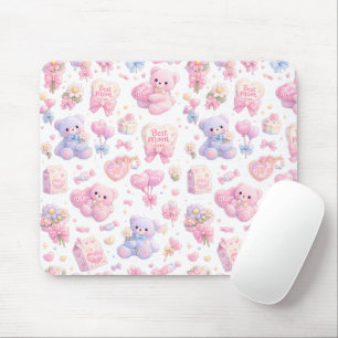 Mousepad Lindo Pacote de Clipart de Mamãe Urso Teddy   Aqua