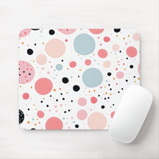 Mousepad Lindo padrão de bolinhas brancas (Com mouse)