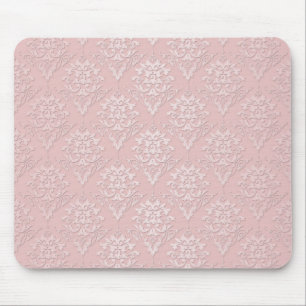 Mousepad Lindo padrão de damasco rosa feminino