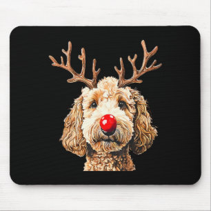 Mousepad Lindo Papai Noel Rena Fun Goldendoodle Natal T