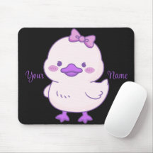 Lindo Pato Sentado Kawaii Laço Roxo Personalizado