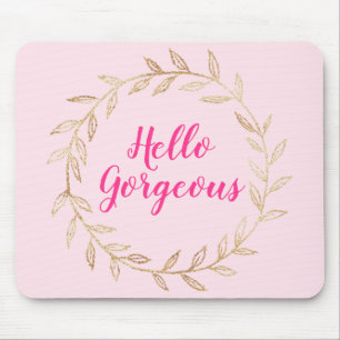 Mousepad Lindo Rosa Bege Olá Lindíssimo Aro Dourado