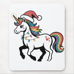 Mousepad Lindo Unicórnio Cervo Rena Luzes de Natal Engraçad
