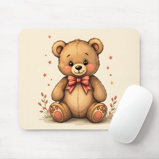 Mousepad Lindo ursinho marrom com gravata (Com mouse)