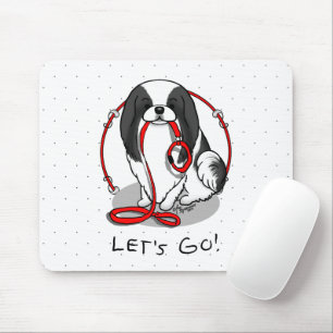 Mousepad Lindo Vamos Lá! Cachorro Chin Japonês (preto e bra